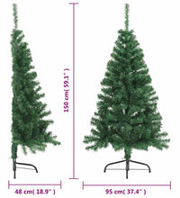 Künstlicher Halb-Weihnachtsbaum mit Ständer Grün 150 cm PVC