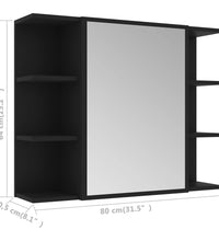 Bad-Spiegelschrank Schwarz 80x20,5x64 cm Holzwerkstoff
