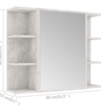 Bad-Spiegelschrank Betongrau 80x20,5x64 cm Holzwerkstoff