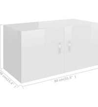 Wandschrank Hochglanz-Weiß 80x39x40 cm Holzwerkstoff