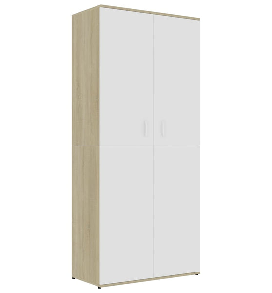 Schuhschrank Weiß & Sonoma-Eiche 80x39x178 cm Holzwerkstoff