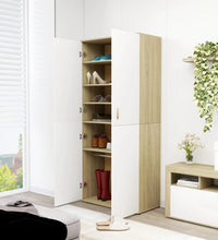 Schuhschrank Weiß & Sonoma-Eiche 80x39x178 cm Holzwerkstoff