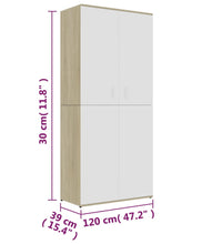 Schuhschrank Weiß & Sonoma-Eiche 80x39x178 cm Holzwerkstoff