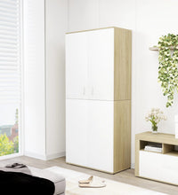 Schuhschrank Weiß & Sonoma-Eiche 80x39x178 cm Holzwerkstoff