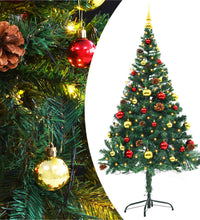 Künstlicher Weihnachtsbaum mit Beleuchtung & Kugeln Grün 150 cm