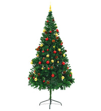 Künstlicher Weihnachtsbaum mit Beleuchtung & Kugeln Grün 210 cm