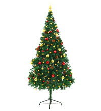 Künstlicher Weihnachtsbaum mit Beleuchtung & Kugeln Grün 210 cm