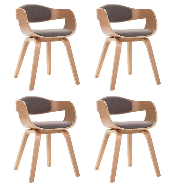 Esszimmerstühle 4 Stk. Bugholz und Taupe Stoff