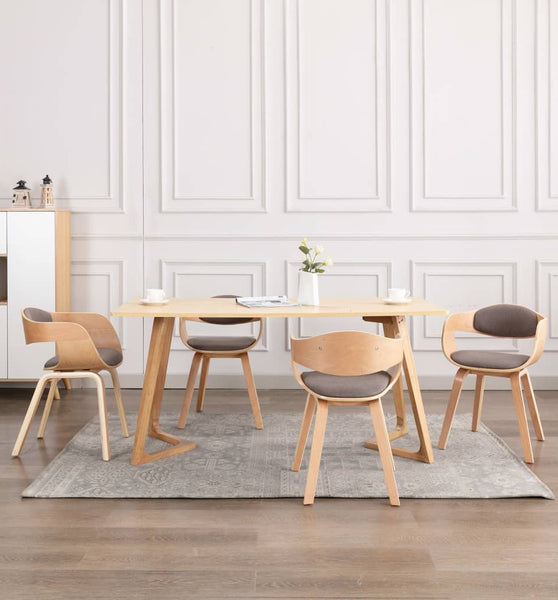 Esszimmerstühle 4 Stk. Bugholz und Taupe Stoff