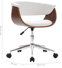 Drehbarer Bürostuhl Weiß Bugholz und Kunstleder