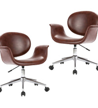 Drehbare Esszimmerstühle 2 Stk. Braun Kunstleder