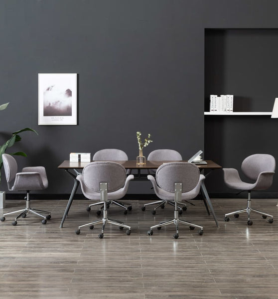 Drehbare Esszimmerstühle 6 Stk. Grau Stoff