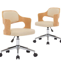 Esszimmerstühle 2 Stk. Drehbar Creme Bugholz und Kunstleder