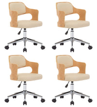 Drehbare Esszimmerstühle 4 Stk. Creme Bugholz und Kunstleder