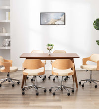 Drehbare Esszimmerstühle 4 Stk. Creme Bugholz und Kunstleder