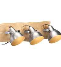 Wandlampe Industriestil Silbern 68x23 cm E27 Mangoholz