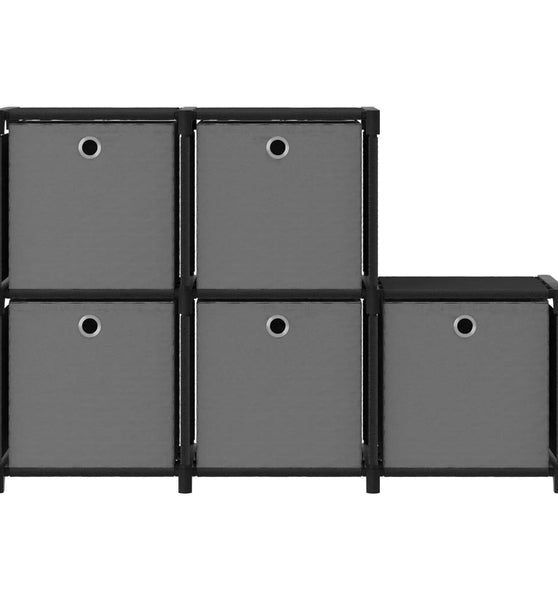 Würfelregal mit 5 Boxen Schwarz 103x30x72,5 cm Stoff