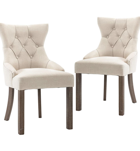 Esszimmerstühle 2 Stk. Beige Stoff