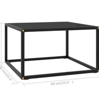 Couchtisch Schwarz mit Schwarzem Glas 60x60x35 cm