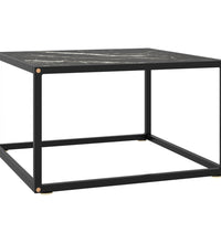 Couchtisch Schwarz mit Schwarzem Glas in Marmor-Optik 60x60x35