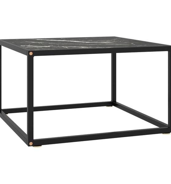 Couchtisch Schwarz mit Schwarzem Glas in Marmor-Optik 60x60x35