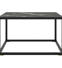 Couchtisch Schwarz mit Schwarzem Glas in Marmor-Optik 60x60x35