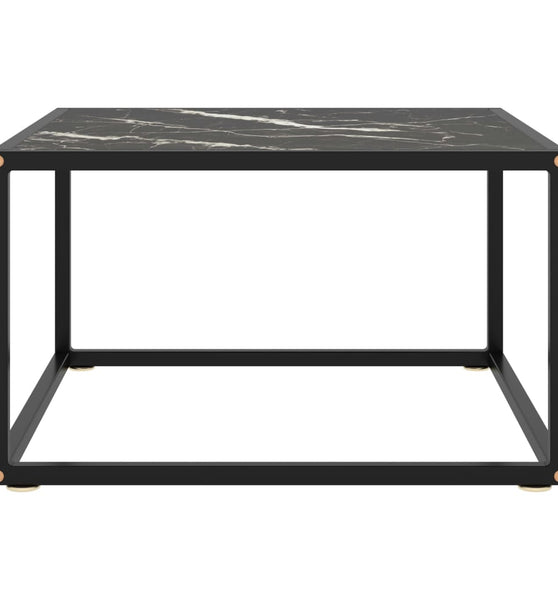 Couchtisch Schwarz mit Schwarzem Glas in Marmor-Optik 60x60x35