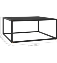 Couchtisch Schwarz mit Schwarzem Glas 80x80x35 cm