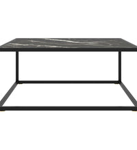 Couchtisch Schwarz mit Schwarzem Glas in Marmor-Optik 80x80x35