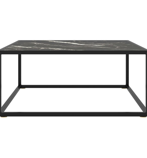 Couchtisch Schwarz mit Schwarzem Glas in Marmor-Optik 80x80x35