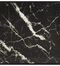 Couchtisch Schwarz mit Schwarzem Glas in Marmor-Optik 80x80x35