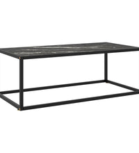Couchtisch Schwarz mit Schwarzem Glas in Marmor-Optik 100x50x35