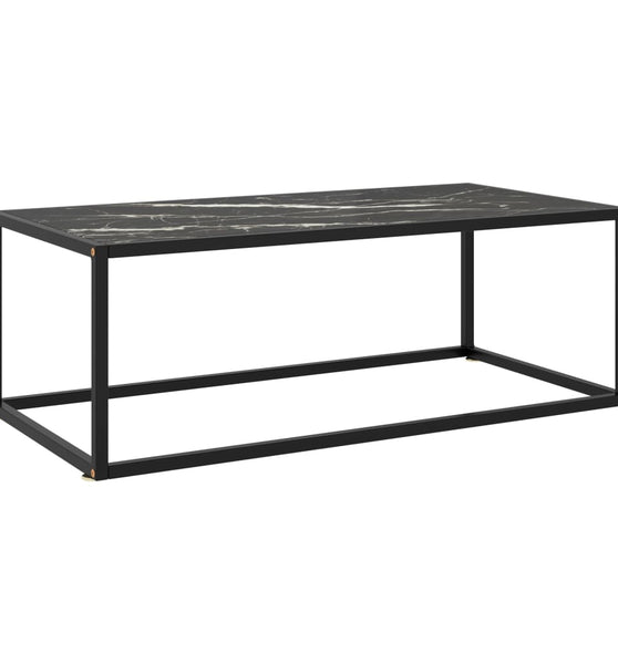 Couchtisch Schwarz mit Schwarzem Glas in Marmor-Optik 100x50x35