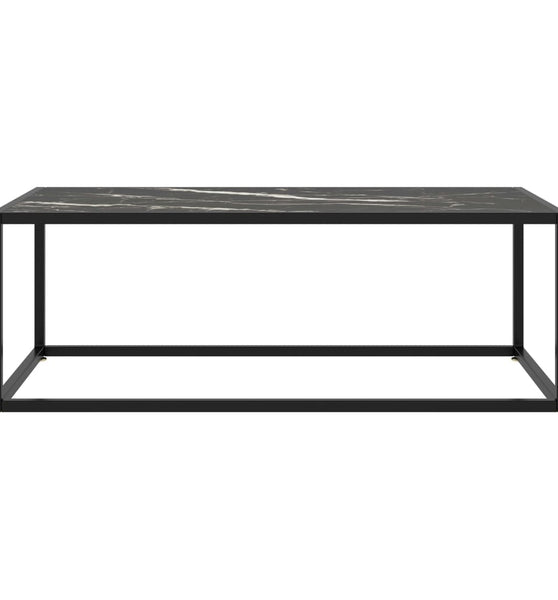 Couchtisch Schwarz mit Schwarzem Glas in Marmor-Optik 100x50x35