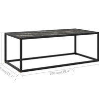 Couchtisch Schwarz mit Schwarzem Glas in Marmor-Optik 100x50x35