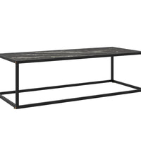 Couchtisch Schwarz mit Schwarzem Glas in Marmor-Optik 120x50x35