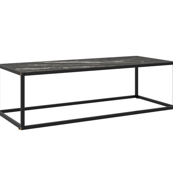 Couchtisch Schwarz mit Schwarzem Glas in Marmor-Optik 120x50x35