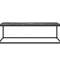 Couchtisch Schwarz mit Schwarzem Glas in Marmor-Optik 120x50x35