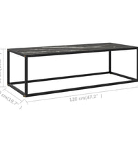 Couchtisch Schwarz mit Schwarzem Glas in Marmor-Optik 120x50x35