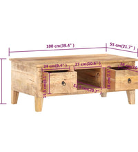 Couchtisch 100x55x40 cm Raues Mangoholz