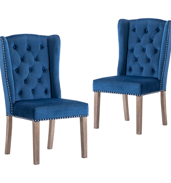 Esszimmerstühle 2 Stk. Blau Samt