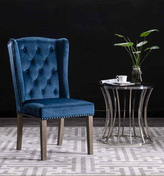 Esszimmerstühle 2 Stk. Blau Samt