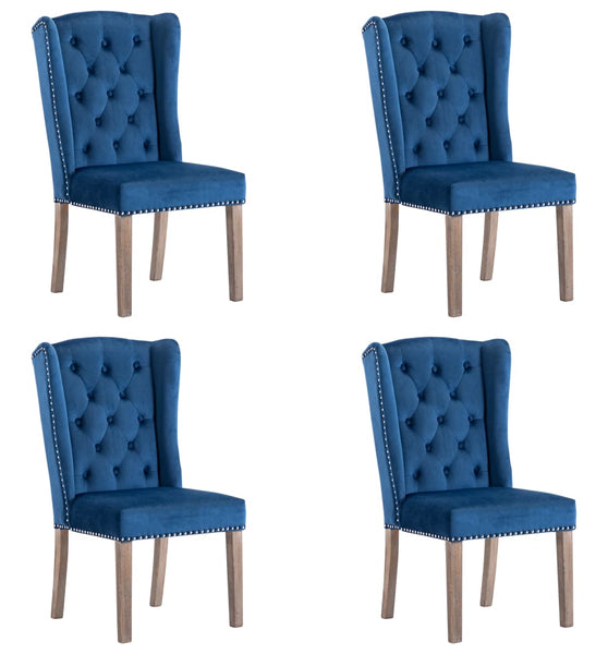 Esszimmerstühle 4 Stk. Blau Samt
