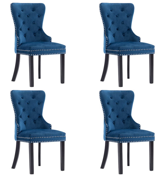 Esszimmerstühle 4 Stk. Blau Samt