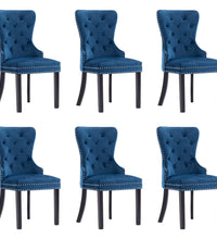 Esszimmerstühle 6 Stk. Blau Samt