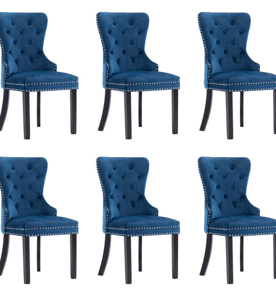 Esszimmerstühle 6 Stk. Blau Samt