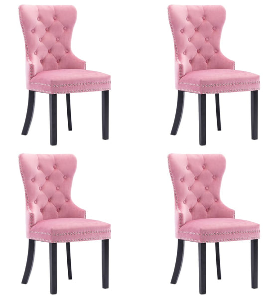 Esszimmerstühle 4 Stk. Rosa Samt