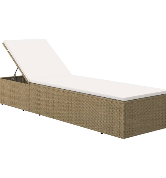 Sonnenliege Poly Rattan Braun und Cremeweiß