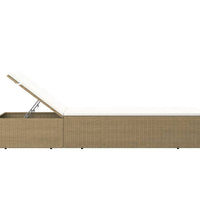 Sonnenliege Poly Rattan Braun und Cremeweiß