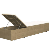 Sonnenliege Poly Rattan Braun und Cremeweiß
